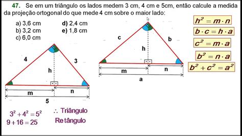 Atividade Sobre Rela Es M Tricas No Tri Ngulo Ret Ngulo Rectory