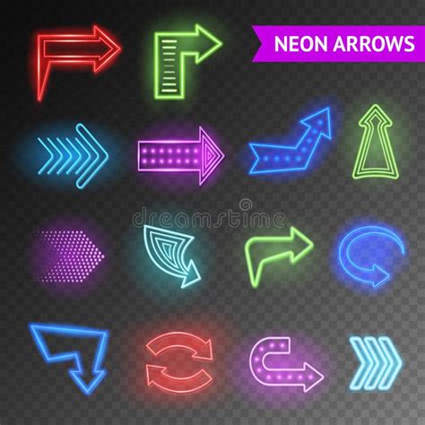 Bright Neon Arrows Set Stock Vector Illustration Of Color 210018483