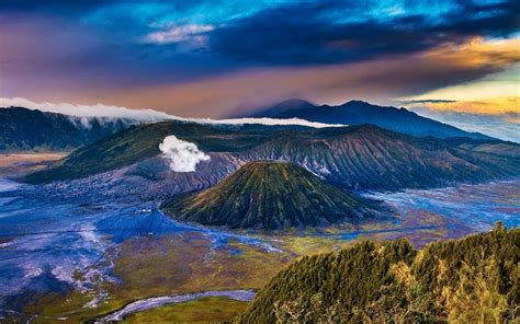 Download wallpapers Jawa Island, volcanoes, mountains, Bromo, Indonesia ...