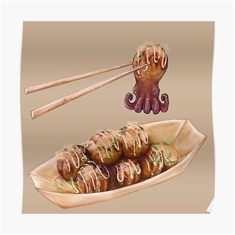 Takoyaki Poster For Sale By Tyrannart Redbubble