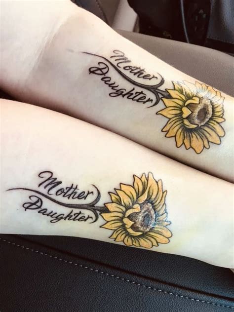 Mother Daughter Matching Sunflower Tattoos In Tattoos For