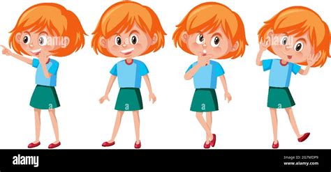 Cartoon character of a girl with different poses illustration Stock ...