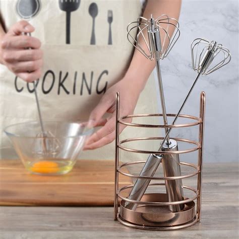 Semi Auto Eggs Whisk Stainless Steel Egg Beater Rotary Whisk Blender