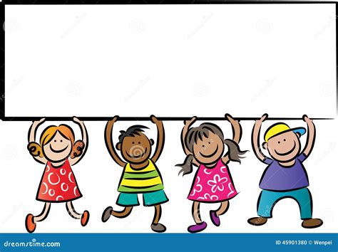 Kids Holding A Sign Board Stock Illustration Illustration Of Vector