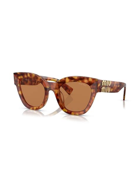 Miu Miu Eyewear Tortoiseshell Effect Cat Eye Sunglasses Green Farfetch