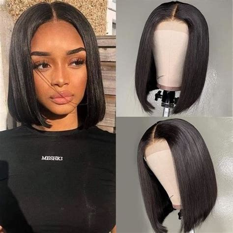 Cm Perruque Br Silienne Courte Bob Wig X X Lace Front Human Hair