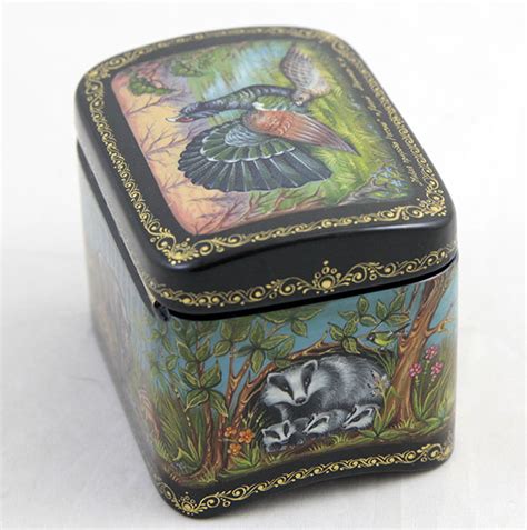 Шкатулка "Живая природа России" 8х6,5х6см арт. 1396 село Холуй