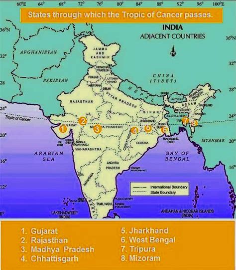 Tropic Of Cancer In India Map Hd China Map Tourist Destinations