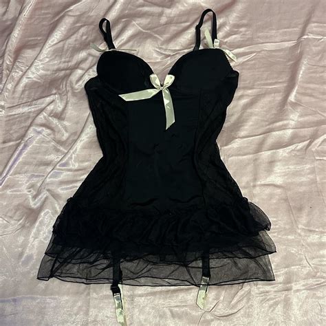 Lingerie Dress Black Lingerie Dress With Attached Depop