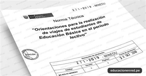 Minedu Publicó Anexo De La Norma Técnica «orientaciones Para La