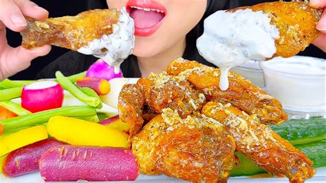 Asmr Wingstop Chicken Wings Dipped In Bleu Cheese Eating Sounds Asmr