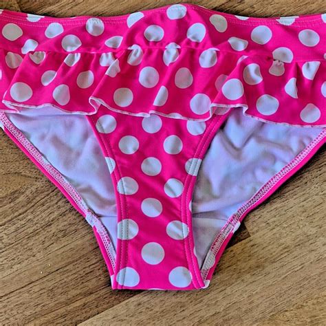 Polka Dot Frill Bikini Brief Bottoms Pink Free UK Depop