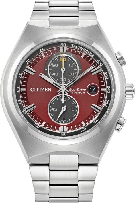 Citizen Eco Drive Mens Chronograph Weekender Silver Tone Titanium Bracelet Watch 43mm Created