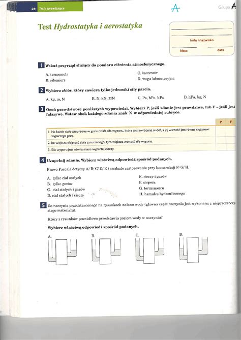 Sprawdzian Fizyka Hydrostatyka I Aerostatyka Margaret Wiegel Jul 2023