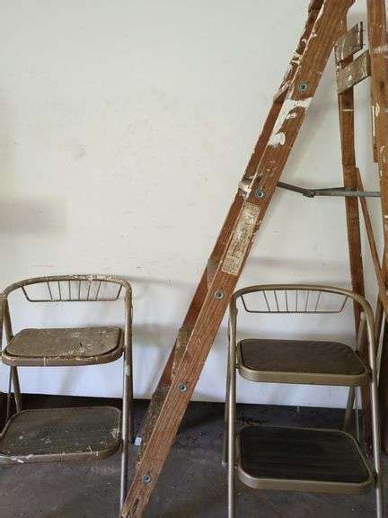 Six Foot Wooden Step Ladder Two Step Stool Chairs Sherwood Auctions