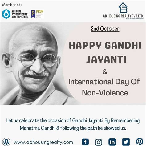 Let Us Celebrate The Occasion Of Gandhi Jayanti By Remembering Mahatma