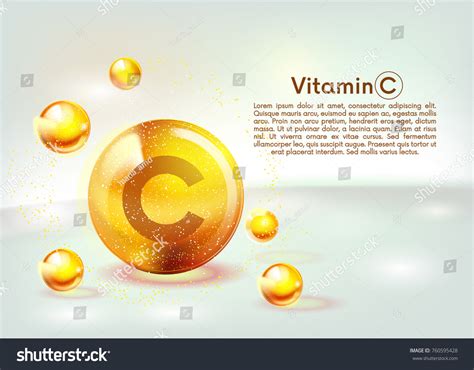 Vitamin C Gold Shining Icon Ascorbic Stock Vector Royalty Free