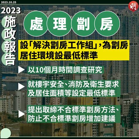 2023施政報告｜設「解決劏房工作組」調研10個月 為劏房設最低標準 研取締不合格劏房 16 47 20231025 港聞 即時新聞 明報新聞網