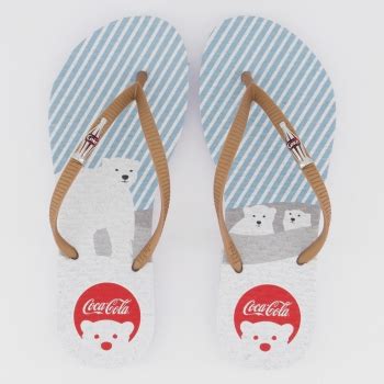 Chinelo Coca Cola Artic Bear Feminino Branco E Dourado Futfanatics