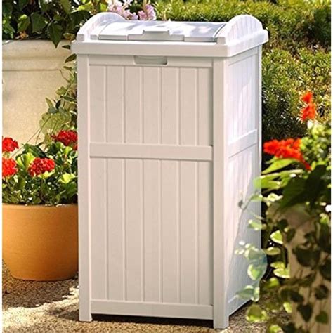 33 Gallon Outdoor Trash Can Patio Resin Hideaway Lid Use Backyard