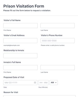 Prison Visitation Form Template | Jotform