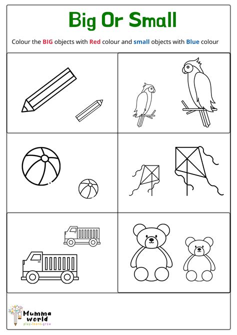 Preschool Small And Big Worksheet