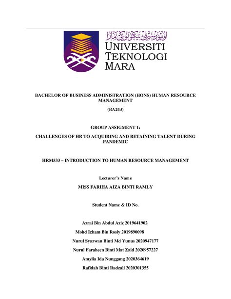 Group 8 Assignment 1 Bachelor Of Business Administration Hons Human