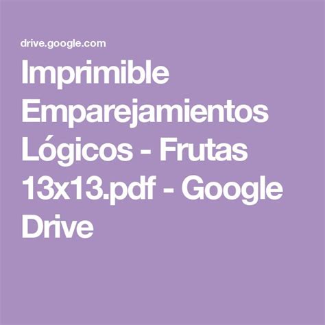 Imprimible Emparejamientos L Gicos Frutas X Pdf Google Drive Em