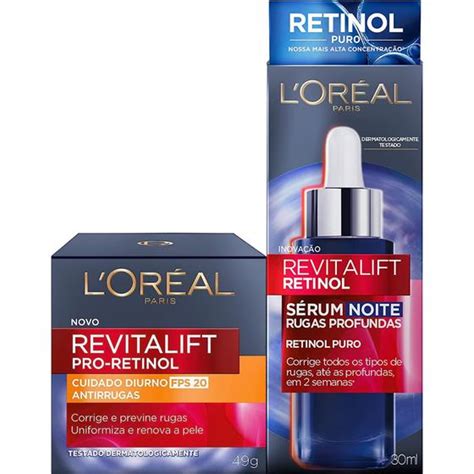 Kit Rotina Anti Rugas Revitalift Retinol Loreal Paris Sérum Notrurno