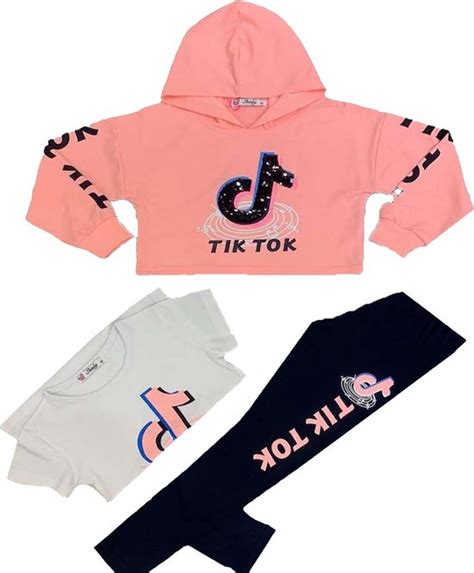 Meisjes 3 Delig Tiktok Crop Top Loungewear Set Trainingspak Roze