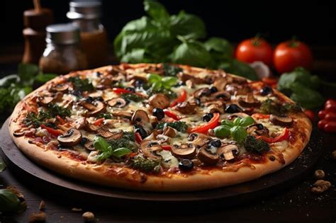 Premium Photo Vegetarian Pizza With Zucchini Tomato Peppers And