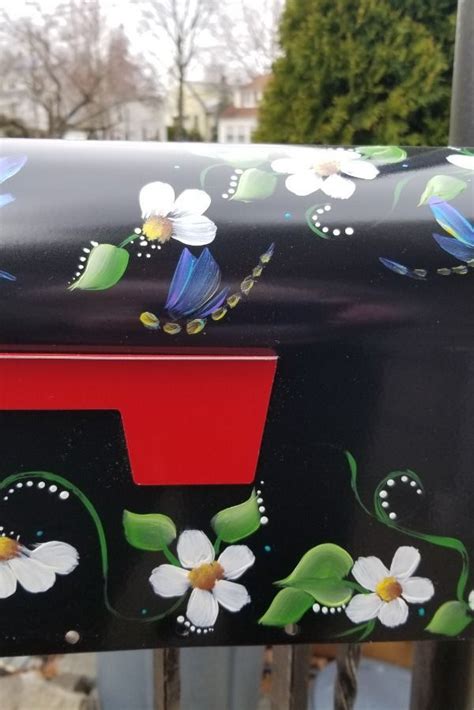 Hand Painted Mailbox With Daisies Dragonflies With Beautiful