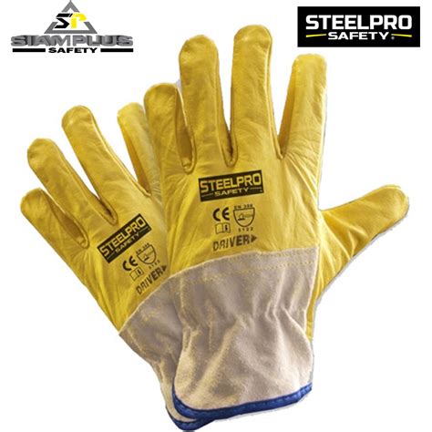 Guante Cuero Driver Amarillo Steelpro Siamplus Safety