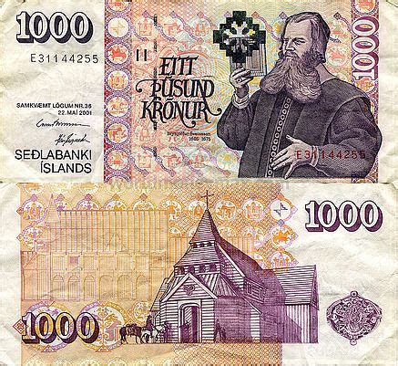 Iceland 1000 Krona 2001 Banknote WorldMoneyMax EITT PUSUND