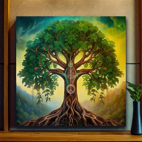 Tree Of Life Canvas Wall Art Yggdrasil Canvas Mandala Artwork Norse