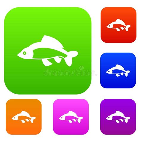 Different Fish Icons Set Cartoon Style Stock Vector Illustration Of