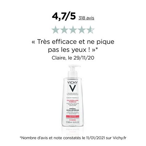 VICHY Pureté Thermale Eau Micellaire Minérale Peau Sensible 400 ml