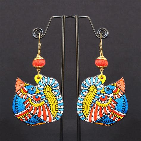 Peacock Earring Handmade Jewelry - Andhra Leather Craft | GITAGGED®