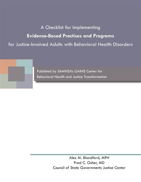 A Checklist For Implementing Evidence Based Practices And Programs For