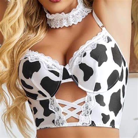 Intimates Sleepwear Piece Sexy Costumes Cow Lingerie For Women Role Play Maid Costume