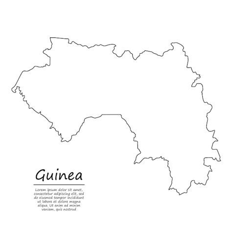 Mapa De Contorno Simples Da Guin Silhueta Em Estilo De Linha De