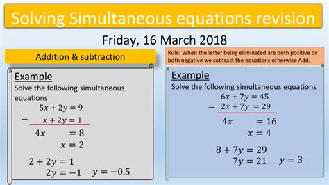 Gcse Simultaneous Equations Powerpoint Lesson Lesson Planned Lesson