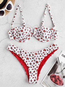 Emma MacDonald X ZAFUL Ditsy Print V Wired Low Waisted Bikini Swimwear