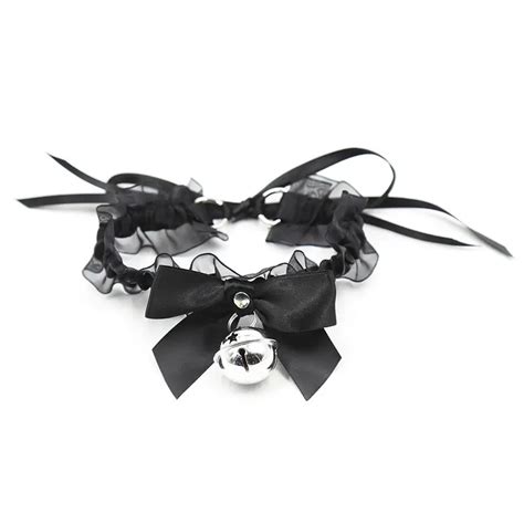 Sexy Lingerie Lovely Cosplay Cat Collar BDSM Bondage Restraints Lace Collar With Bell Fetish
