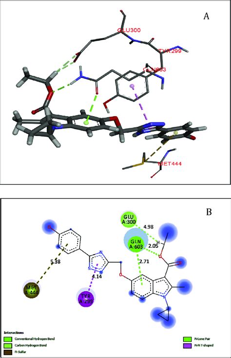 A B Docked View Of Compound J At The Active Site Of The Enzyme