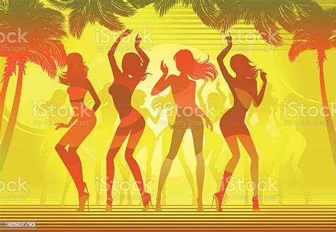 Beach Party Sunset Silhouettes Stock Illustration Download Image Now