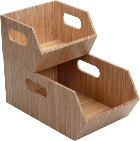 Amazon Homestead Bamboo Pantry Storage Bins Stackable Baskets