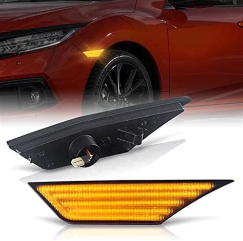 Popmotorz Front Fender Led Side Marker Lights Assembly Amber Led Bumper Turn Signal