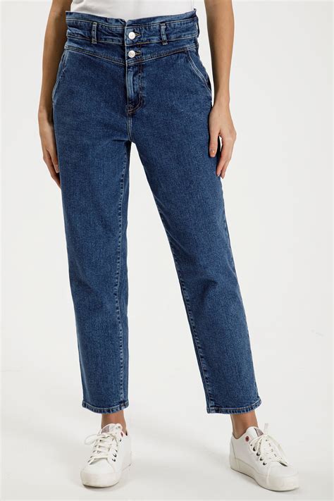 Jeansy Damskie Niebieskie Mom Jeans Newm Mom N