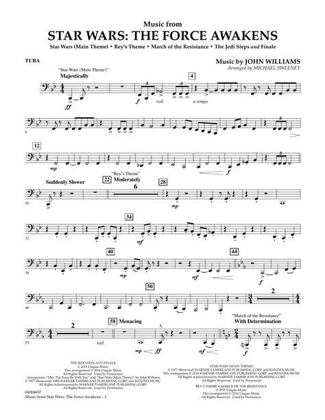 Music From Star Wars The Force Awakens Tuba Sheet Music Michael